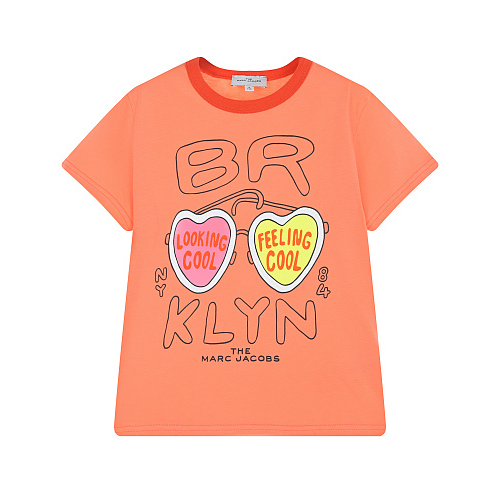 Оранжевая футболка с принтом &quot;BROOKLYN looking cool, feeling cool&quot; Marc Jacobs (The) Оранжевый, арт. W15604 416 | Фото 1