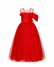 Красное платье с крупным бантом