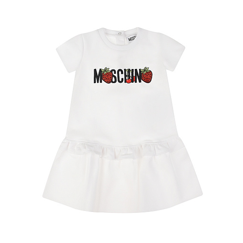 Белое платье с отделкой бисером Moschino Белый, арт. MCV074 LDA00 10101 | Фото 1