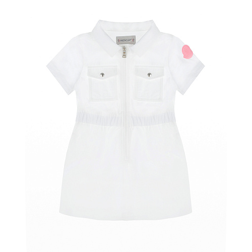 Белое платье-рубашка на молнии Moncler Белый, арт. 2G00002 595BI 001 | Фото 1