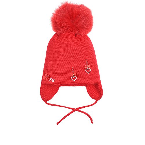 Красная шапка с подвесками &quot;сердца&quot; Joli Bebe Красный, арт. B5164EDOV 85 | Фото 1