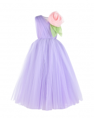 Платье лавандового цвета с объевной розой на плече