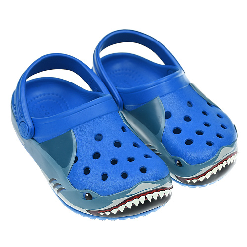 Синие сланцы с декором &quot;акула&quot; Crocs Синий, арт. 206271-4JL BRIGHT COBALT | Фото 1