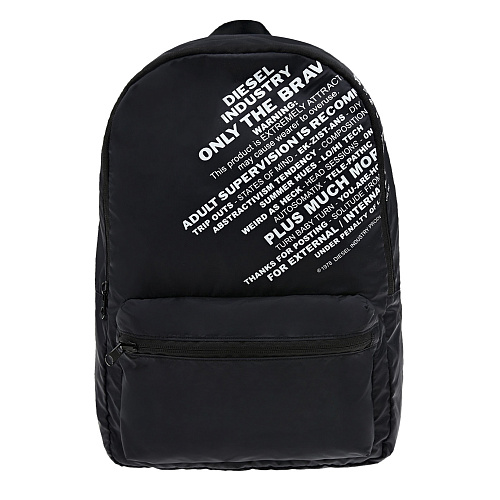 Черный рюкзак с белыми надписями, 37x25x10 см Diesel Черный, арт. J00140-P3102 T8013 | Фото 1