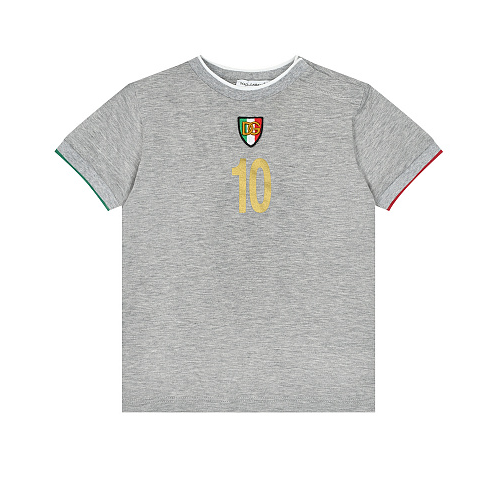 Серая футболка с номером 10 Dolce&Gabbana Серый, арт. L1JT8A G7CM6 S8290 | Фото 1