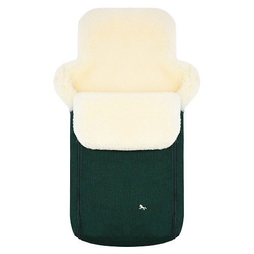 Зеленый конверт в коляску &quot;Premium Welss&quot;, натуральная овчина Hesba , арт. 1700640647 | Фото 1