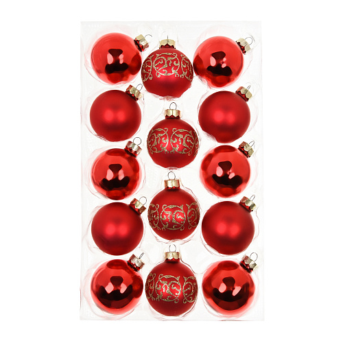 Набор шаров 6 см, 28 шт, красный (блестящие и матовые шары) Inges Christmas , арт. 12002K414 | Фото 1